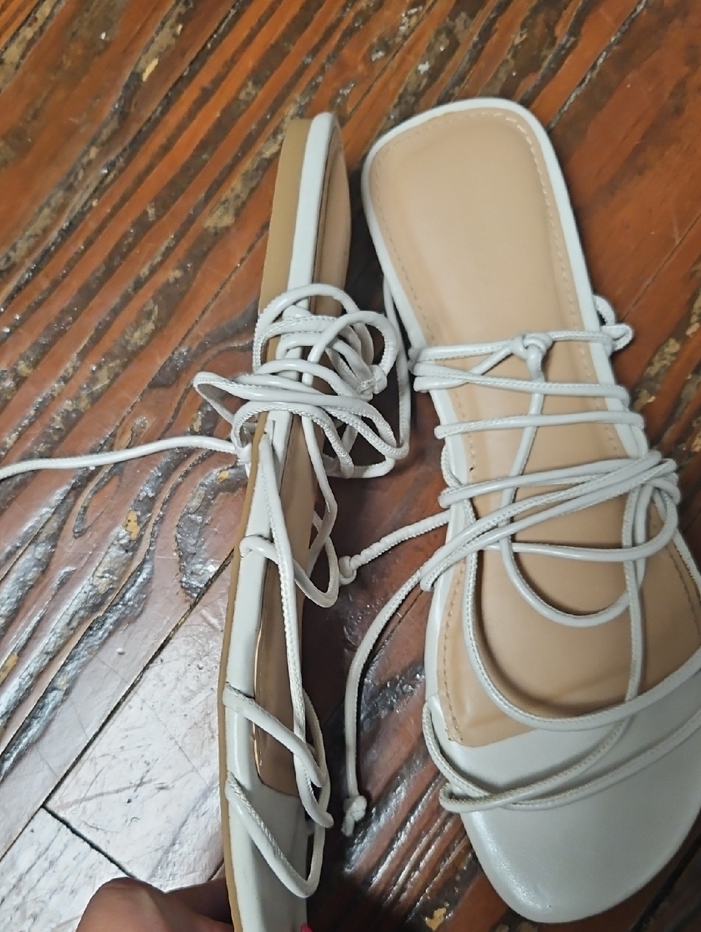 Express Lace-Up Square-Toe Slide Sandals - Picture 2 of 3